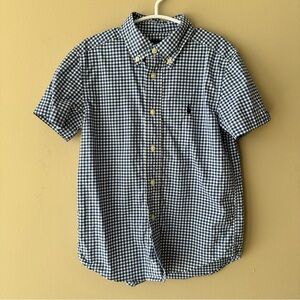 Ralph Lauren Boys Blue Checkered Short Sleeve Shirt Size 6